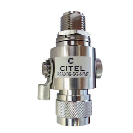 Citel Outdoor RF Protector, Dc-6.9 Ghz, Dc Pass, 25W, Imax 20Ka, Male-Female N Connector P8AX09-6G-N/MF